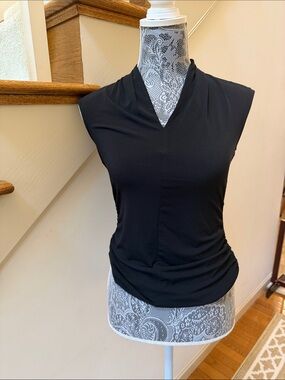 Apt. 9 Black Sleeveless V-Neck Ruched stretchy tank top